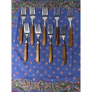 Washington Forge TOWN & COUNTRY BROWN Stainless 9 Salad Forks Flatware - 7"